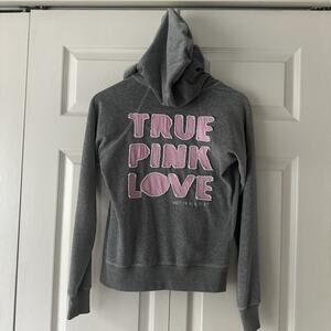 Vintage - Victoria's Secret Pink TRUE PINK LOVE in Patchwork Velour Hoodie - S
